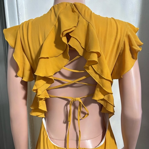 HOPE & IVY Women’s Elegant Yellow Ruffle Dress - Picture 7 of 15